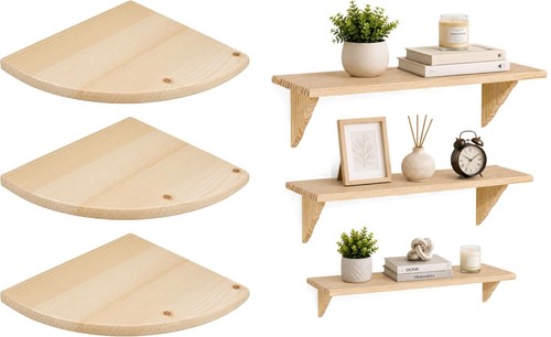 Natural wood wooden shelf - natural,