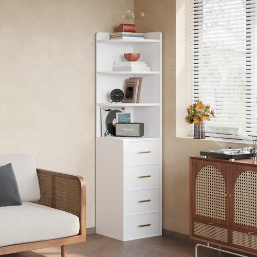 White corner storage - white, cabinet