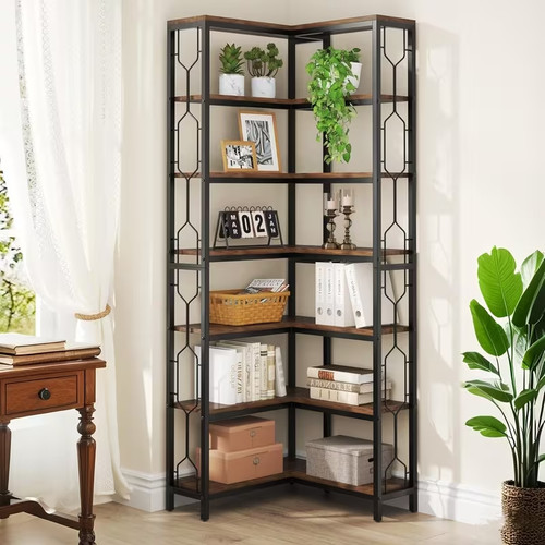 Corner bookshelf storage rack - corner,