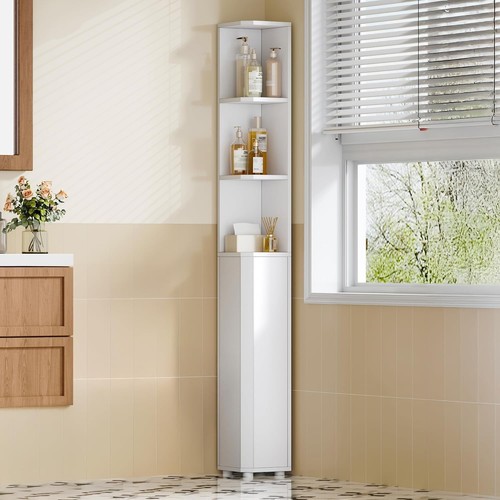 Slim white corner bathroom - white,
